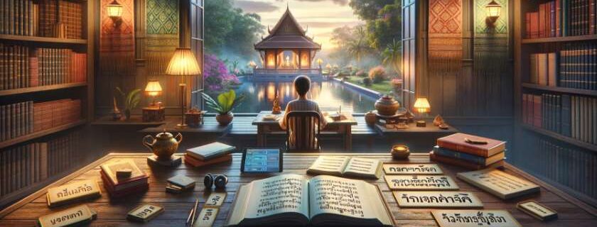 a person studying the Thai language